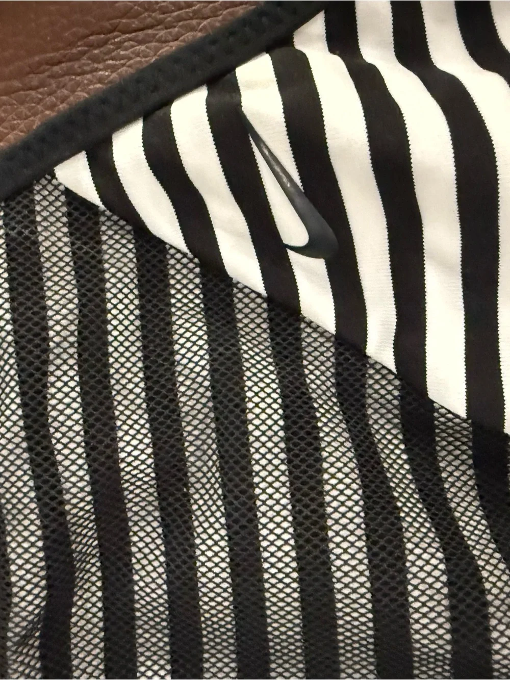 Nike Black & White Striped Bikini Top